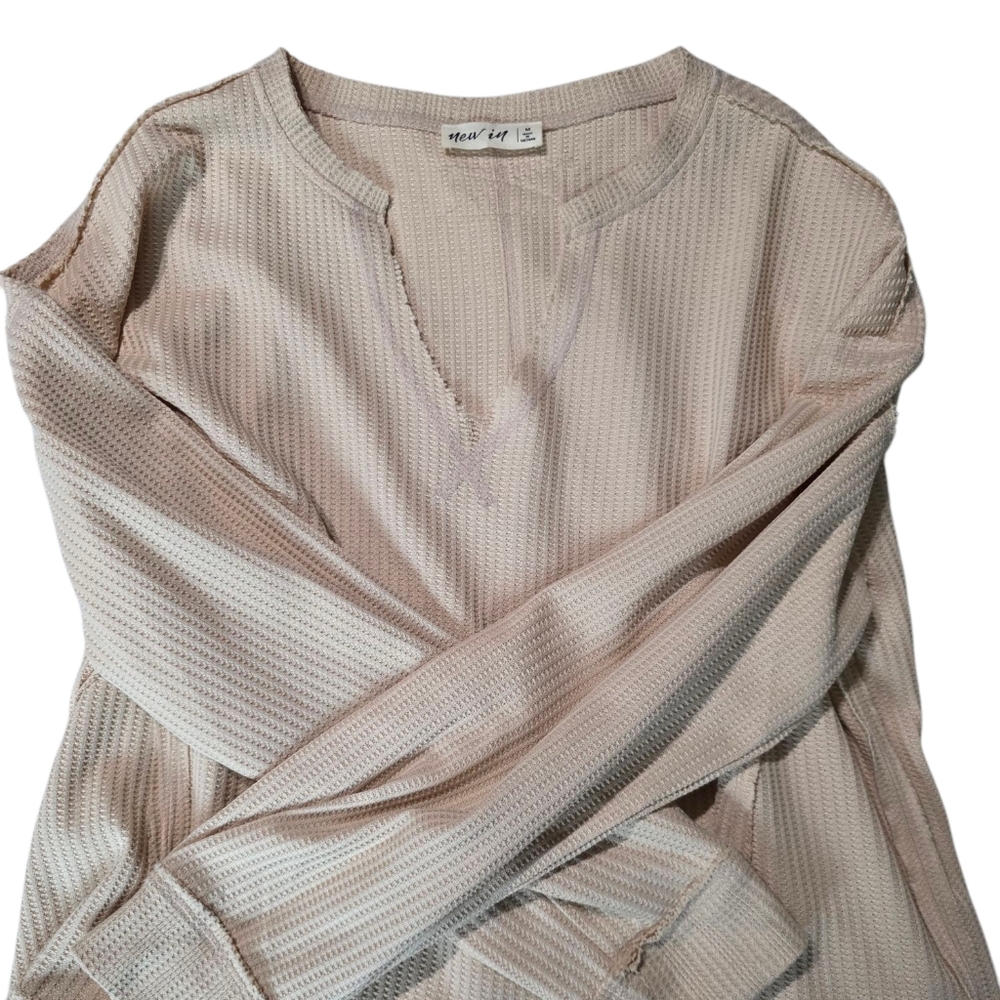 Women's Cream Waffle Knit Top